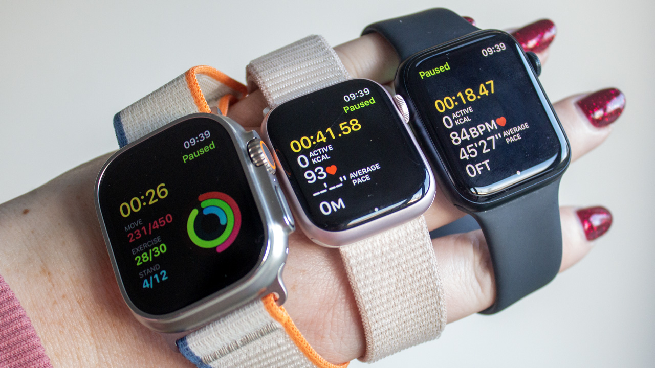 Apple Watch Ultra 2 Série 9 e Watch SE juntos