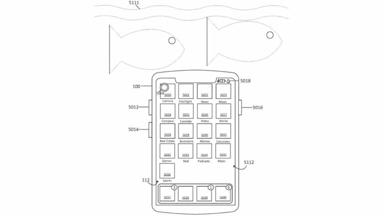 Apple patent showing an iPhone underwater