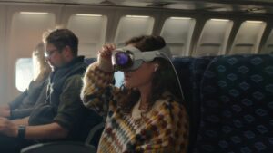 Apple Vision Pro on a plane