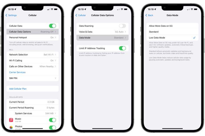 como verificar o uso de dados em uma configuração de modo baixo do iphone