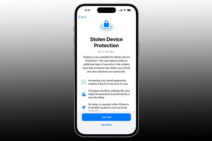 Recurso de proteção de dispositivo roubado no iPhone.