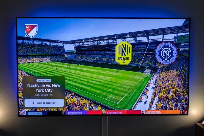 Passe de temporada da MLS em uma TV.