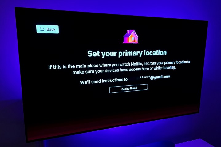 A A tela do Netflix sobre como definir o local principal.