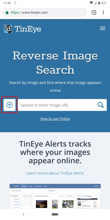 Como fazer busca reversa de uma imagem no TinEye.