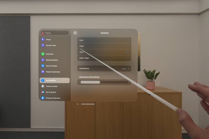 O Pointer Control é um recurso de acessibilidade do Apple Vision Pro que permite usar as mãos em vez de olhar.