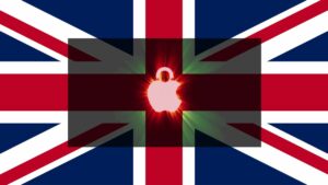 This is an image of an Apple security image over the UK flag