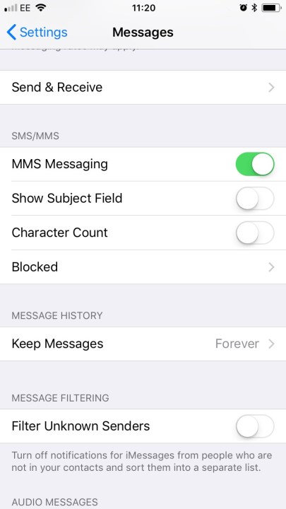 iPhone bloqueando mensagens de texto.