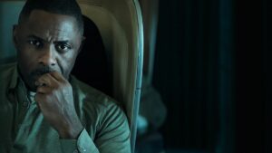 This is an image of actor by Idris Elba, who appears in the Apple TV+ limited series thriller “Hijack”.