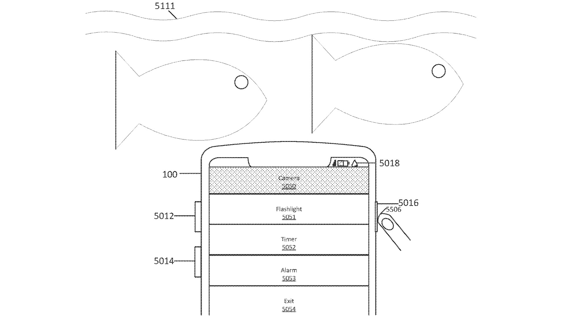 Patente da Apple mostrando um iPhone debaixo d'água