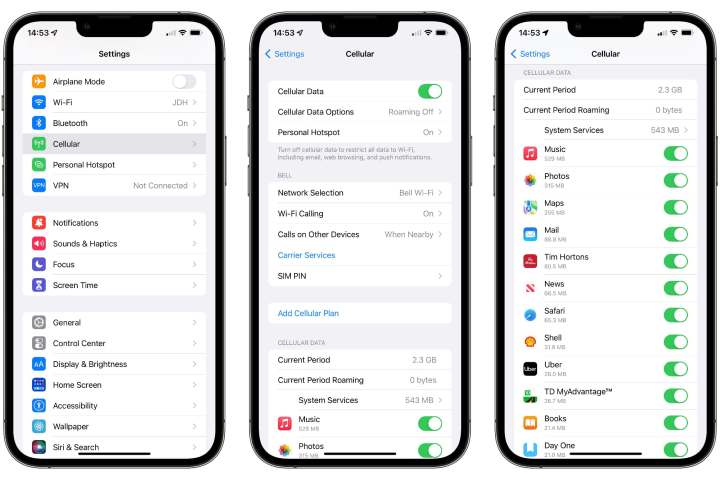 como verificar o uso de dados nas configurações de celular de um iphone ios 15