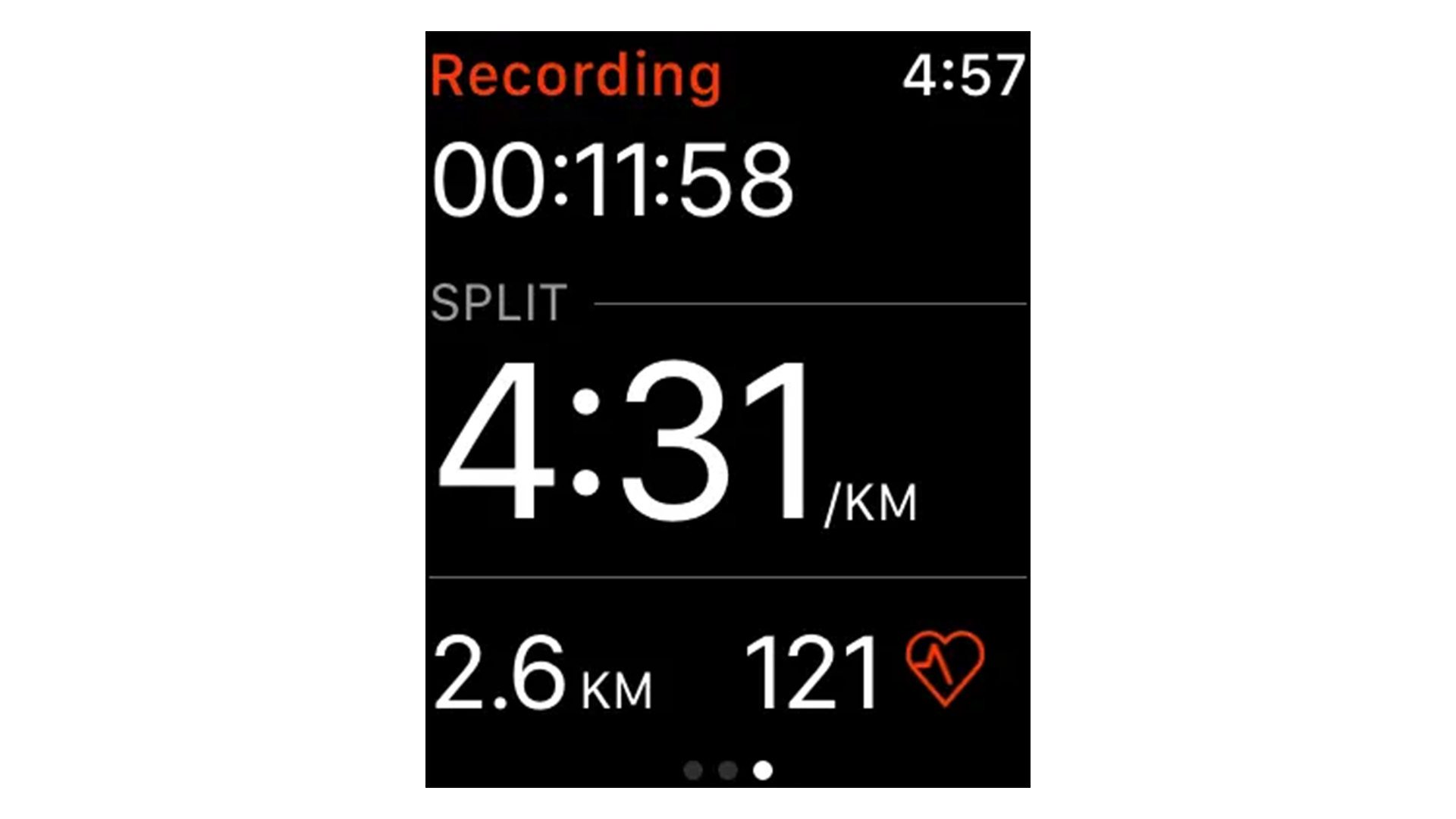 Captura de tela do Strava no Apple Watch