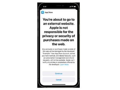 aviso de site externo da apple