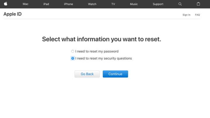 como redefinir a senha do seu ID Apple, alterar as perguntas do AppleID 2