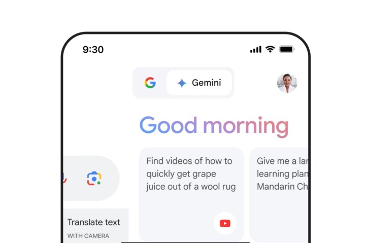Executando a experiência do Google Gemini no iOS. 