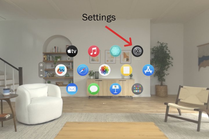 O ícone Configurações tem a mesma aparência do Apple Vision Pro do seu iPhone.