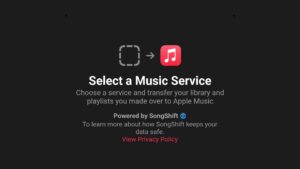 Recurso de teste de música da Apple que importa bibliotecas de outros serviços