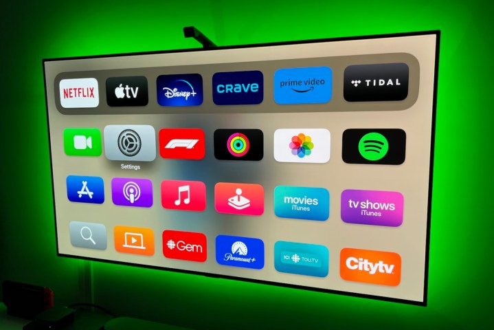 A tela inicial do aplicativo em uma Apple TV.