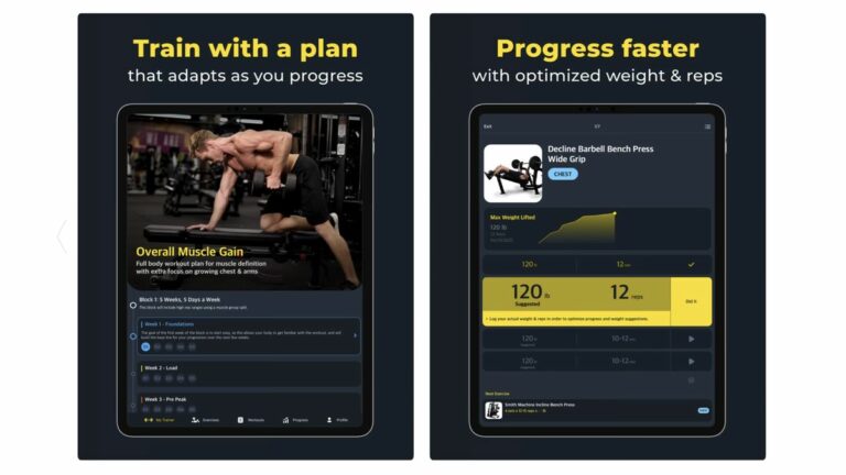 Scerenshots of the Workout Planner & Gym Tracker App from the Apple App Store.