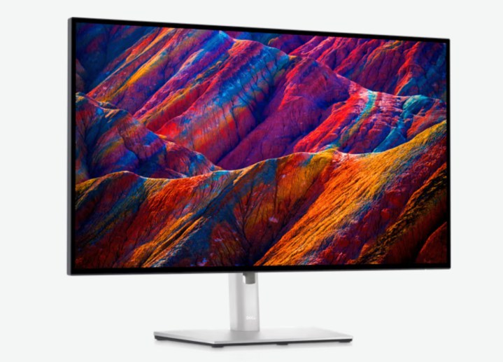 O Dell Ultrasharp 4K 27 em um fundo branco.