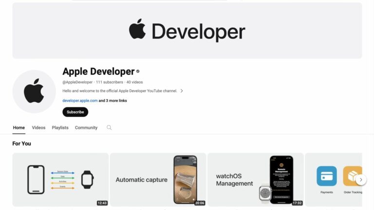 Apple lança nova conta de desenvolvedor no YouTube para compartilhar vídeos WWDC 2024